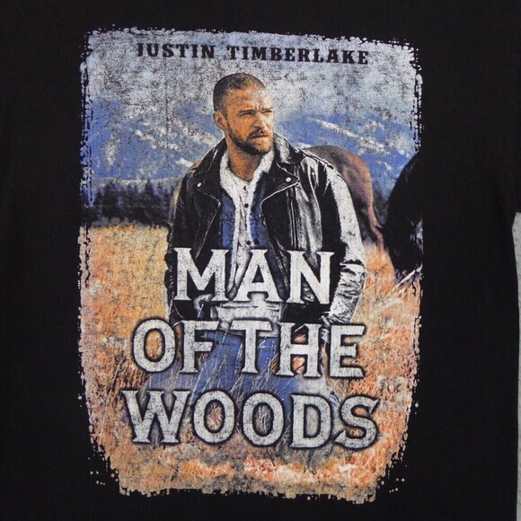 Justin Timberlake Shirt Mens Medium Black Graphic Tee The Man of the Woods Tour - Picture 9 of 11